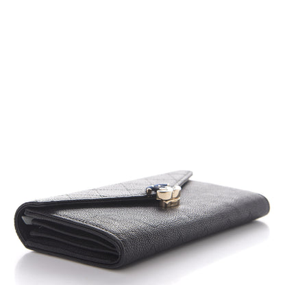 Chanel Caviar Quilted CC Box Gusset Flap Wallet Black Navy 4 of 14