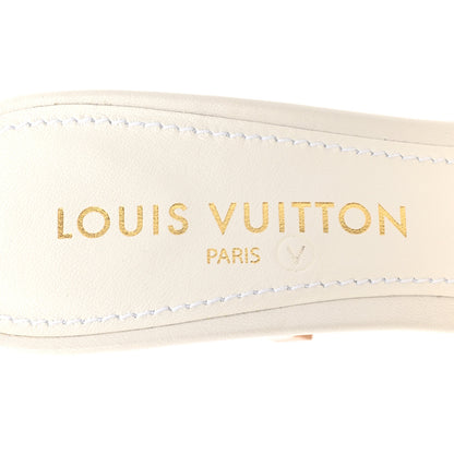 Louis Vuitton Lambskin Embossed Monogram By The Pool Revival High Heel Mules 41 White Pink 7 of 8