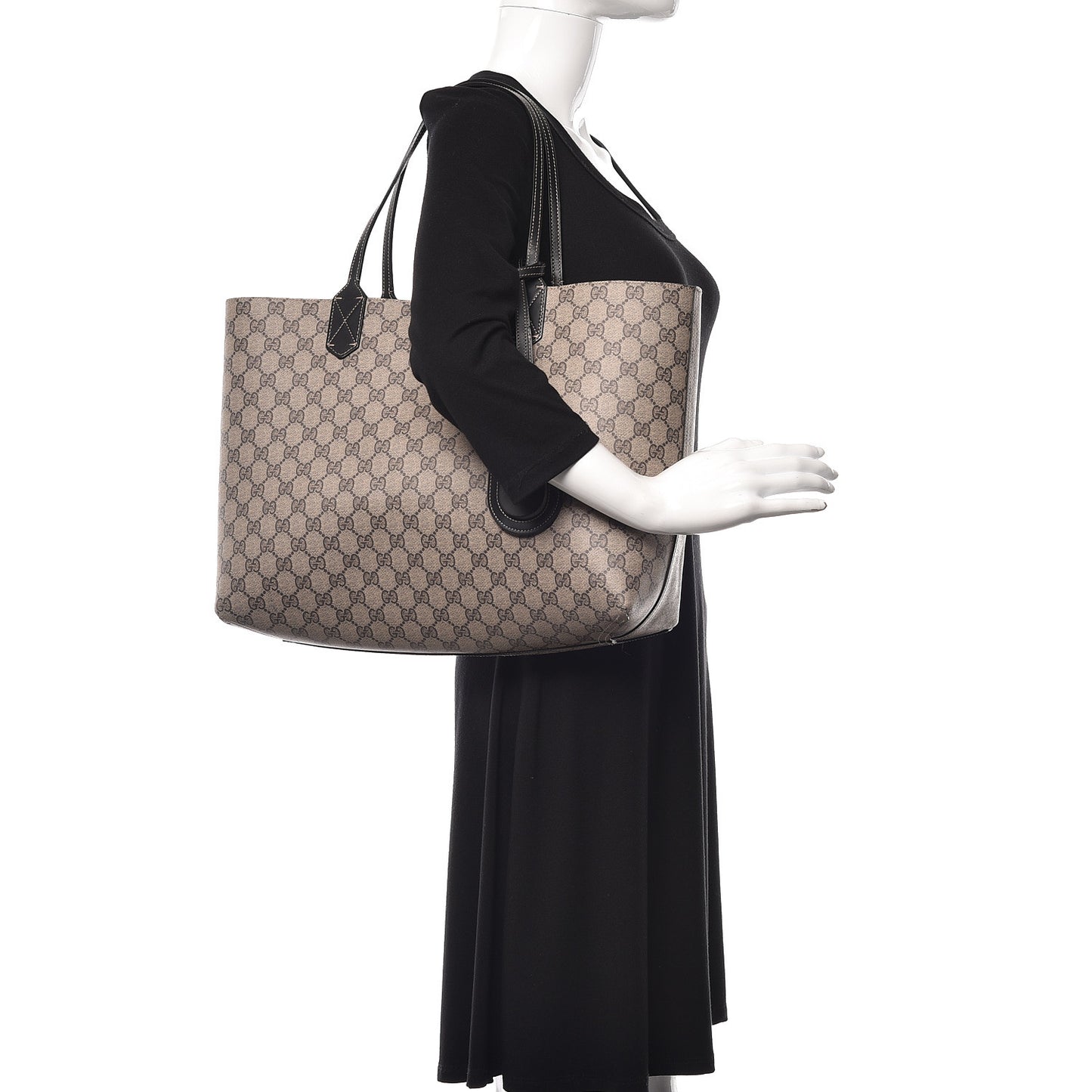 Calfskin GG Supreme Monogram Medium Reversible Tote Black
