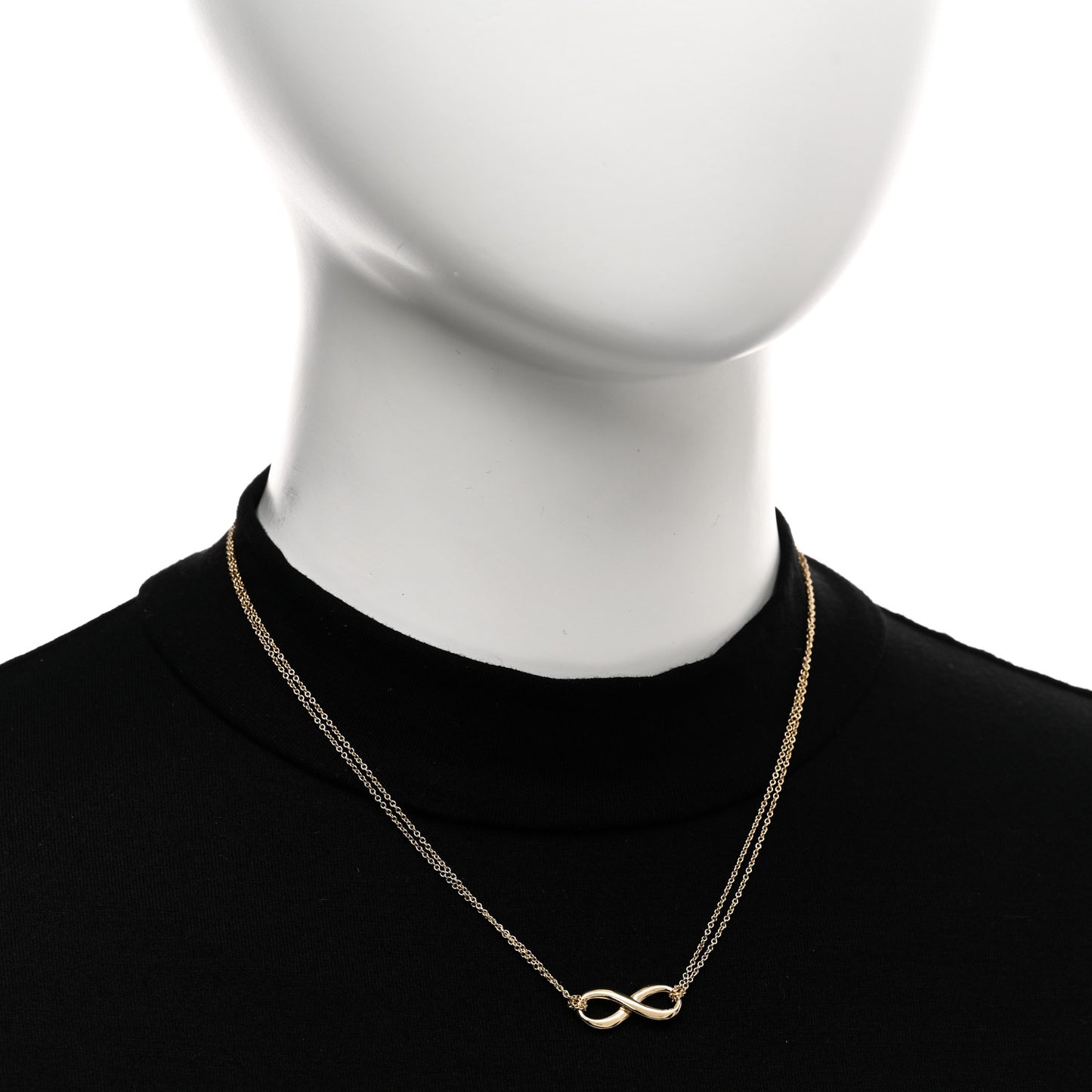 18K Yellow Gold Infinity Double Chain Pendant Necklace