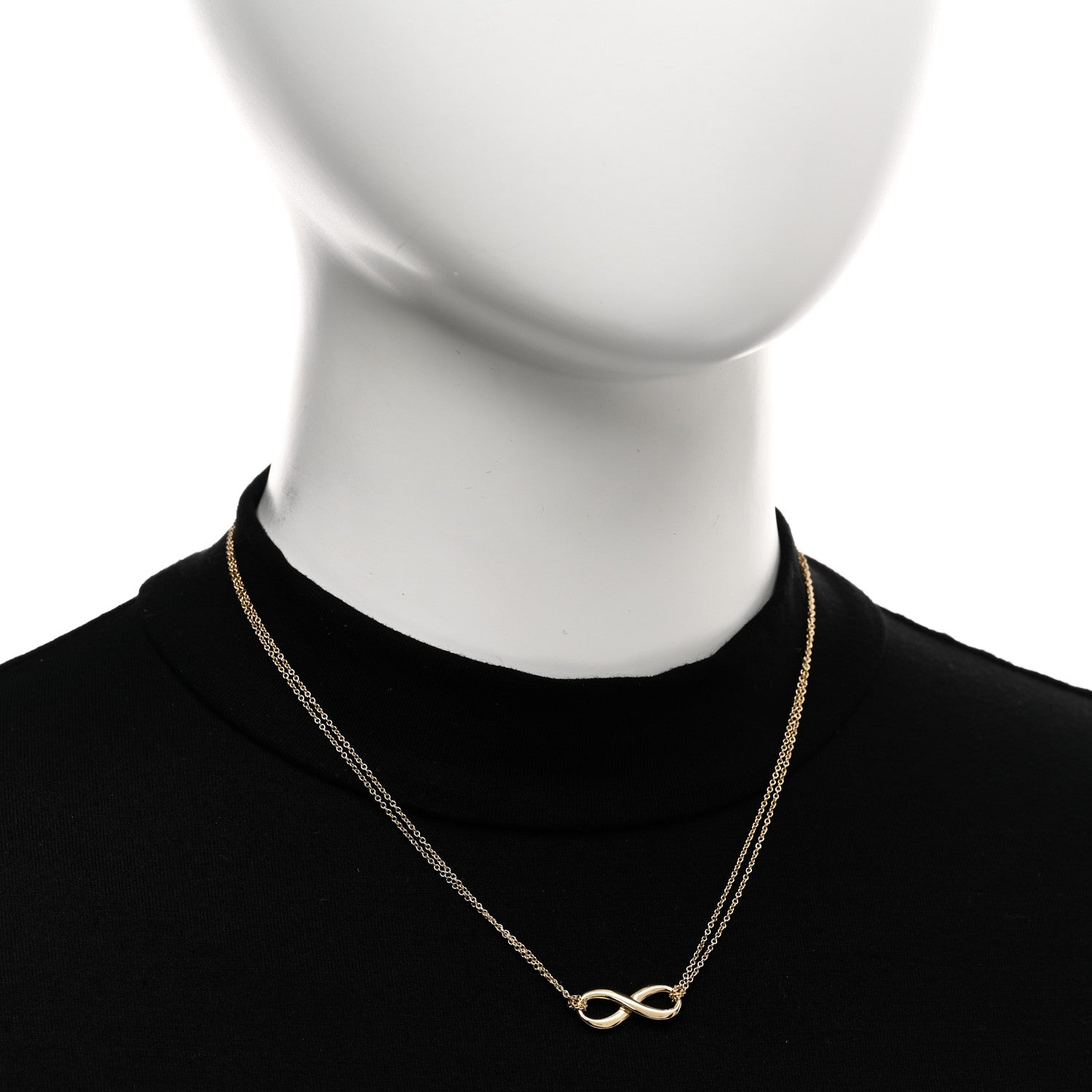 Tiffany 18K Yellow Gold Infinity Double Chain Pendant Necklace 2 of 4
