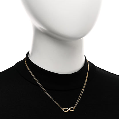 Tiffany 18K Yellow Gold Infinity Double Chain Pendant Necklace 2 of 4