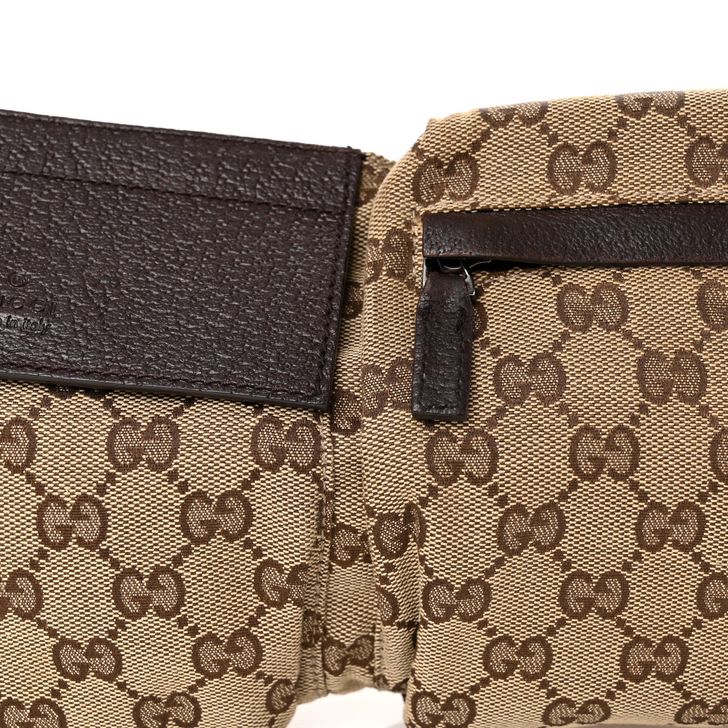Gucci GG Monogram Web Double Pocket Belt Bag Dark Brown 8 of 10