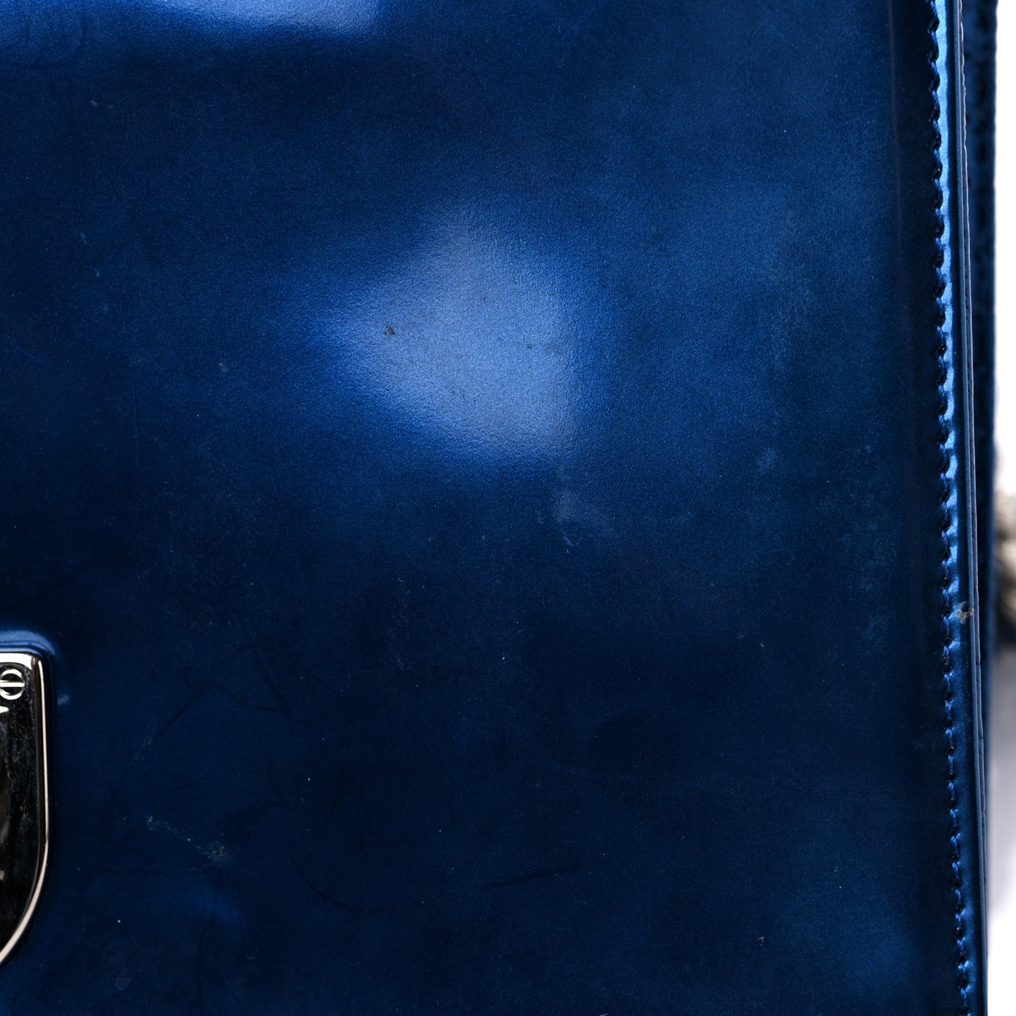 Metallic Patent Micro-Cannage Medium Diorama Flap Bag Blue