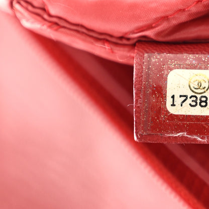 Chanel Lambskin Quilted Flap Cosmetic Case Red 7 of 9