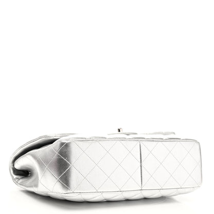 Chanel Metallic Lambskin Quilted Jumbo Single Flap Silver 4 of 10