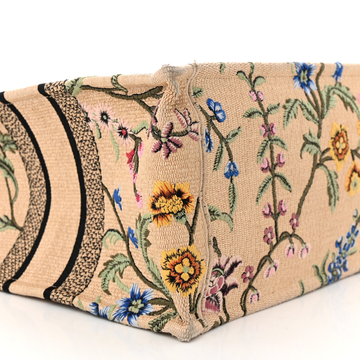 Christian Dior Raffia Embroidered Petites Fleurs Medium Book Tote Natural 9 of 11