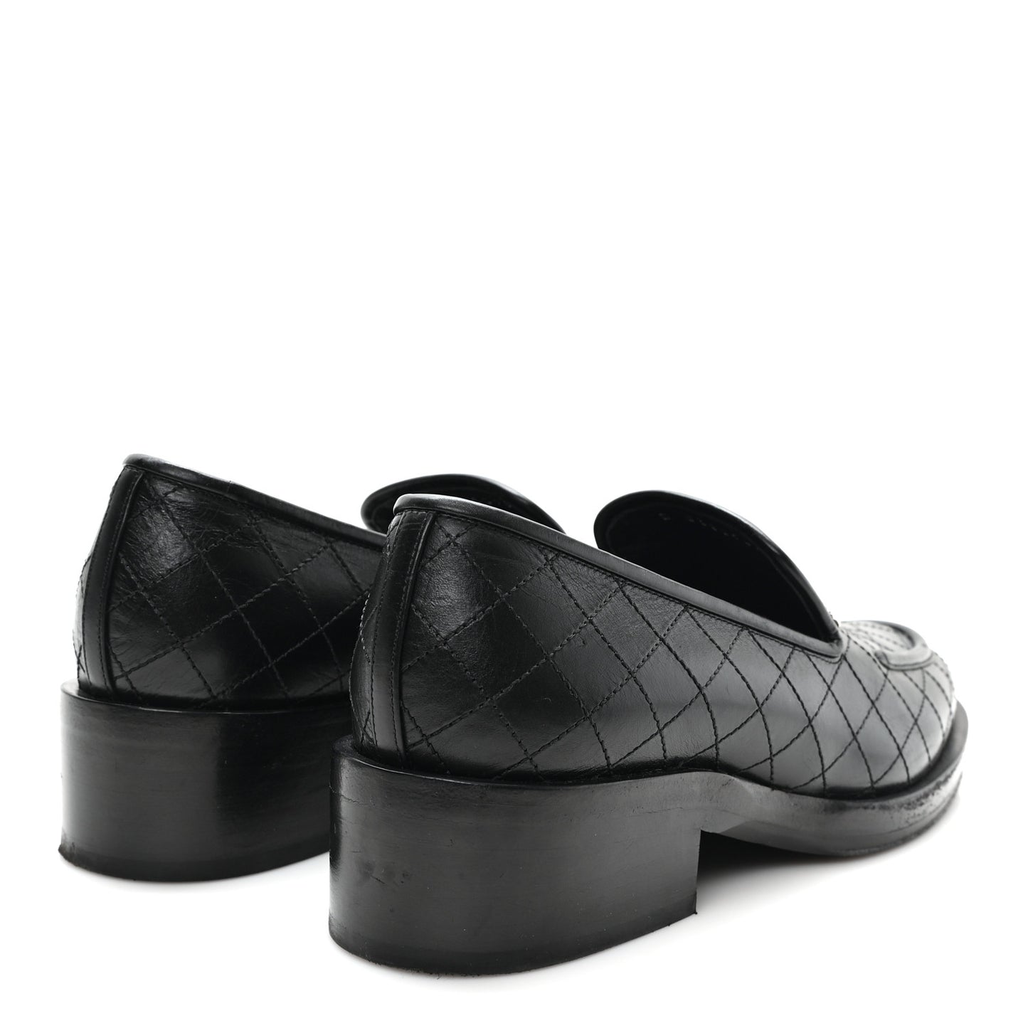 Calfskin Stitched CC Loafers 38 Black