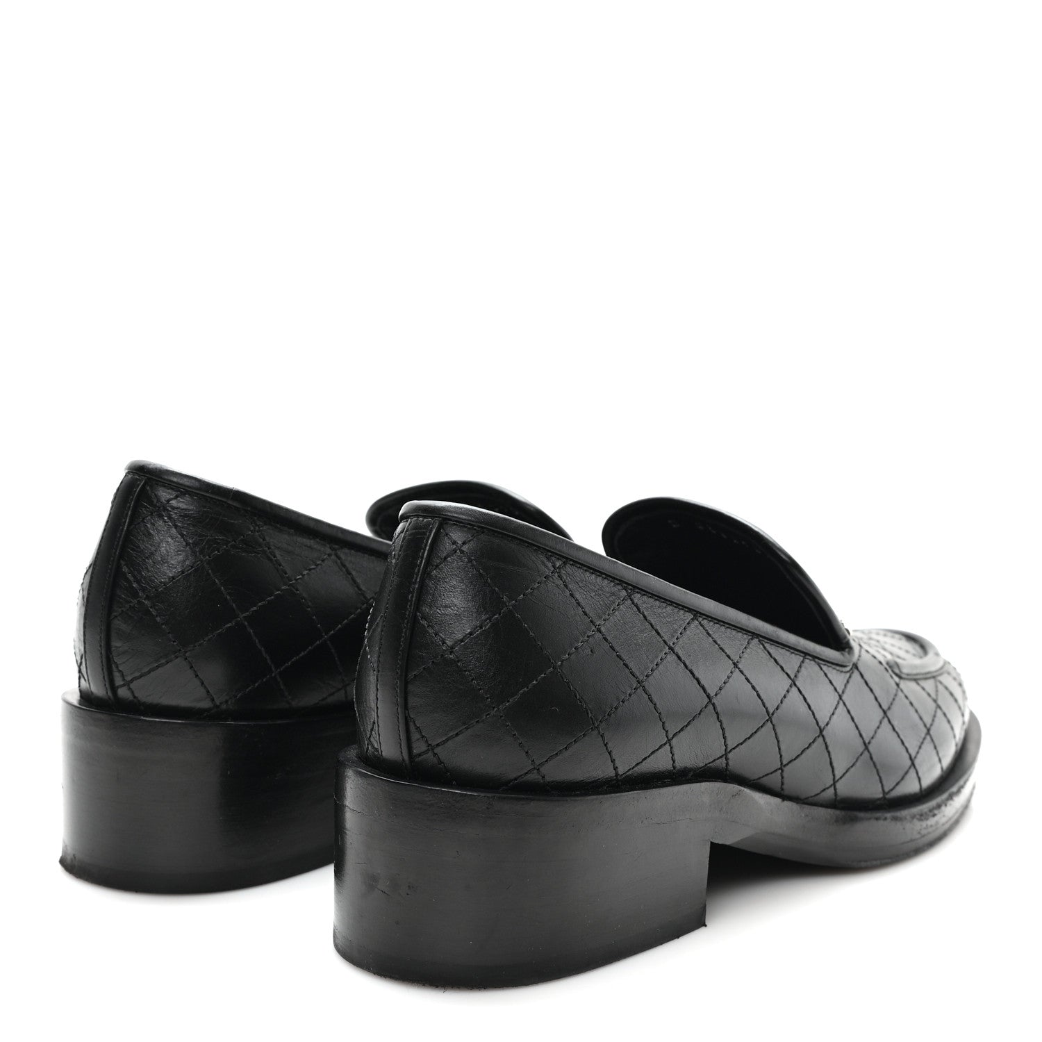 Chanel Calfskin Stitched CC Loafers 38 Black 5 of 10