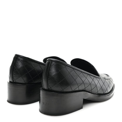 Chanel Calfskin Stitched CC Loafers 38 Black 5 of 10