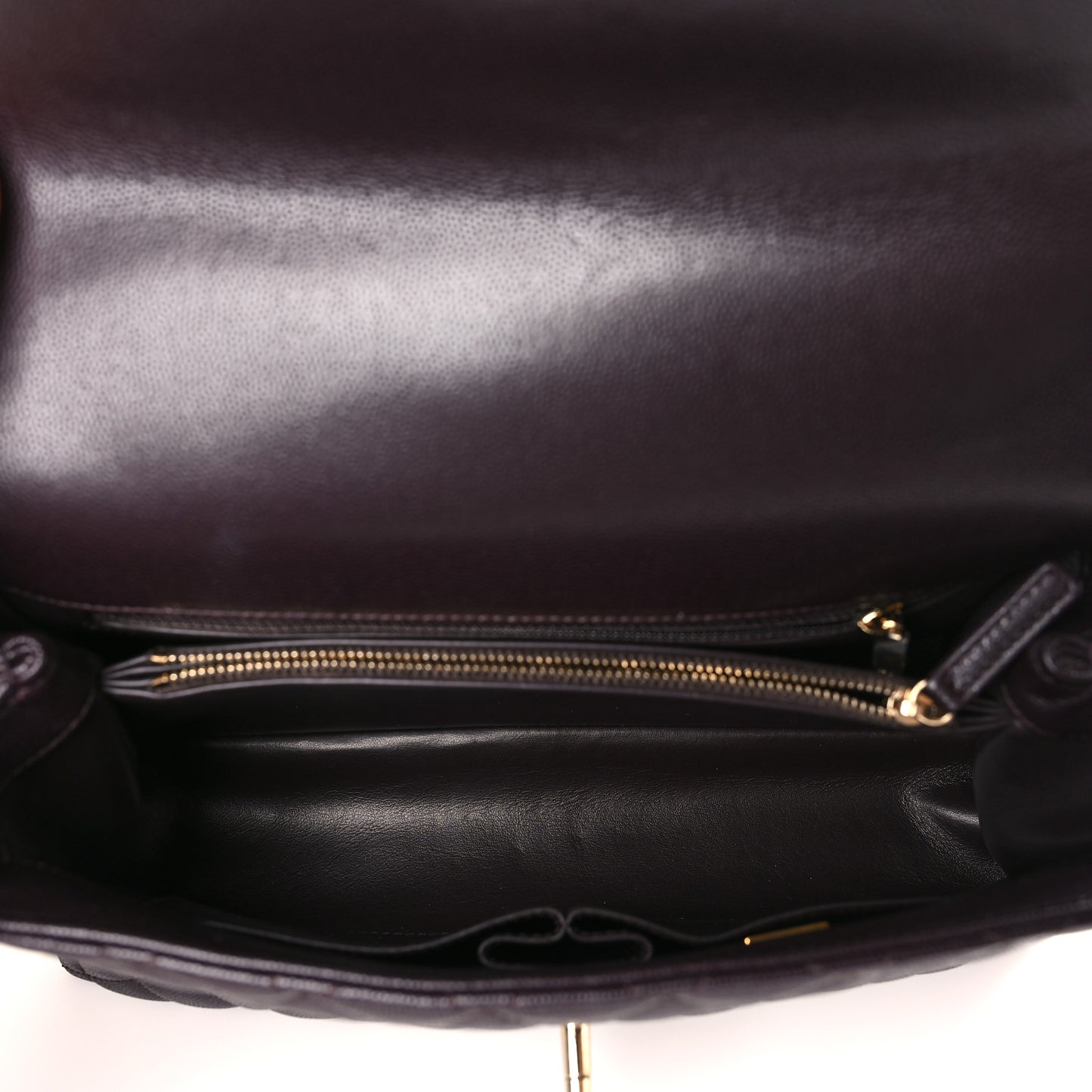 Caviar Quilted Small Coco Handle Flap Dark Brown