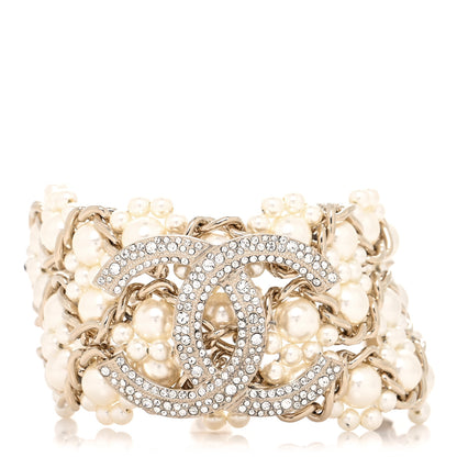 Chanel Crystal Pearl CC Bracelet Gold 1 of 8