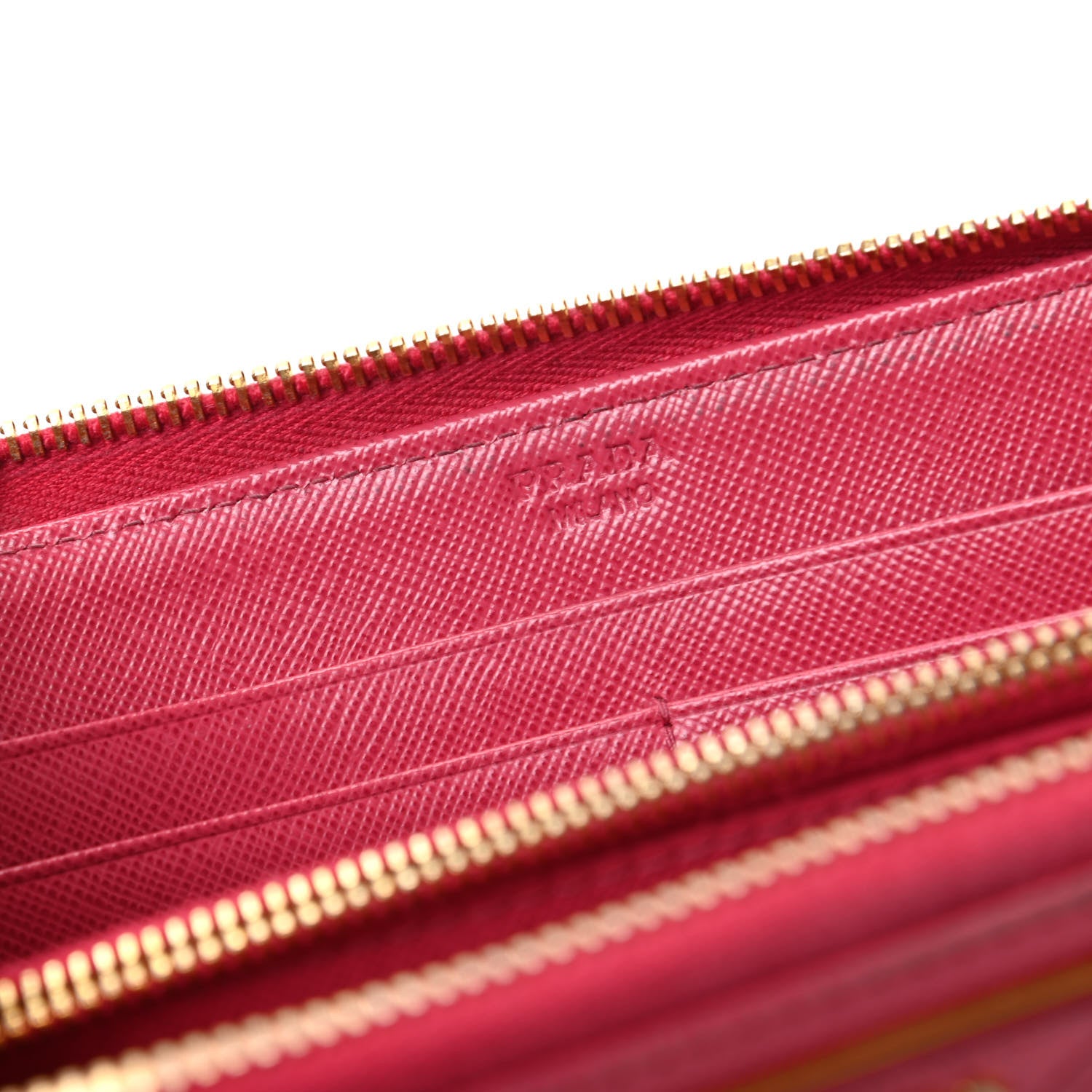 Prada Saffiano Triangle Zip Around Wallet Peonia 6 of 10