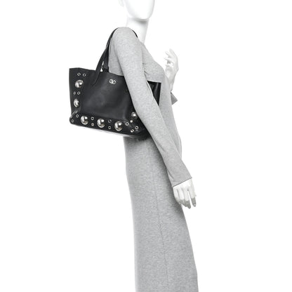 Valentino Garavani Grainy Calfskin Studded Small Nellcote Shopping Tote Black 2 of 11