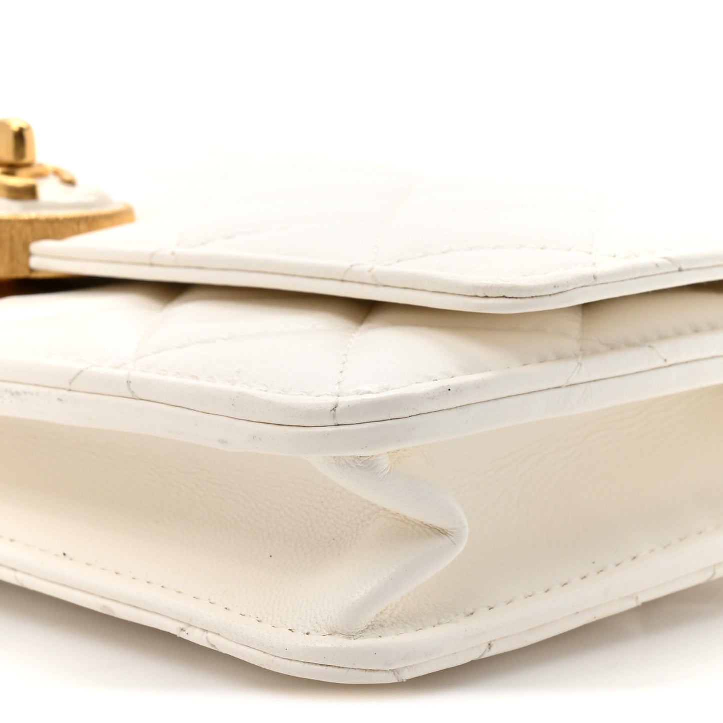 Lambskin Plexiglass Quilted Coco Love Wallet On Chain WOC White