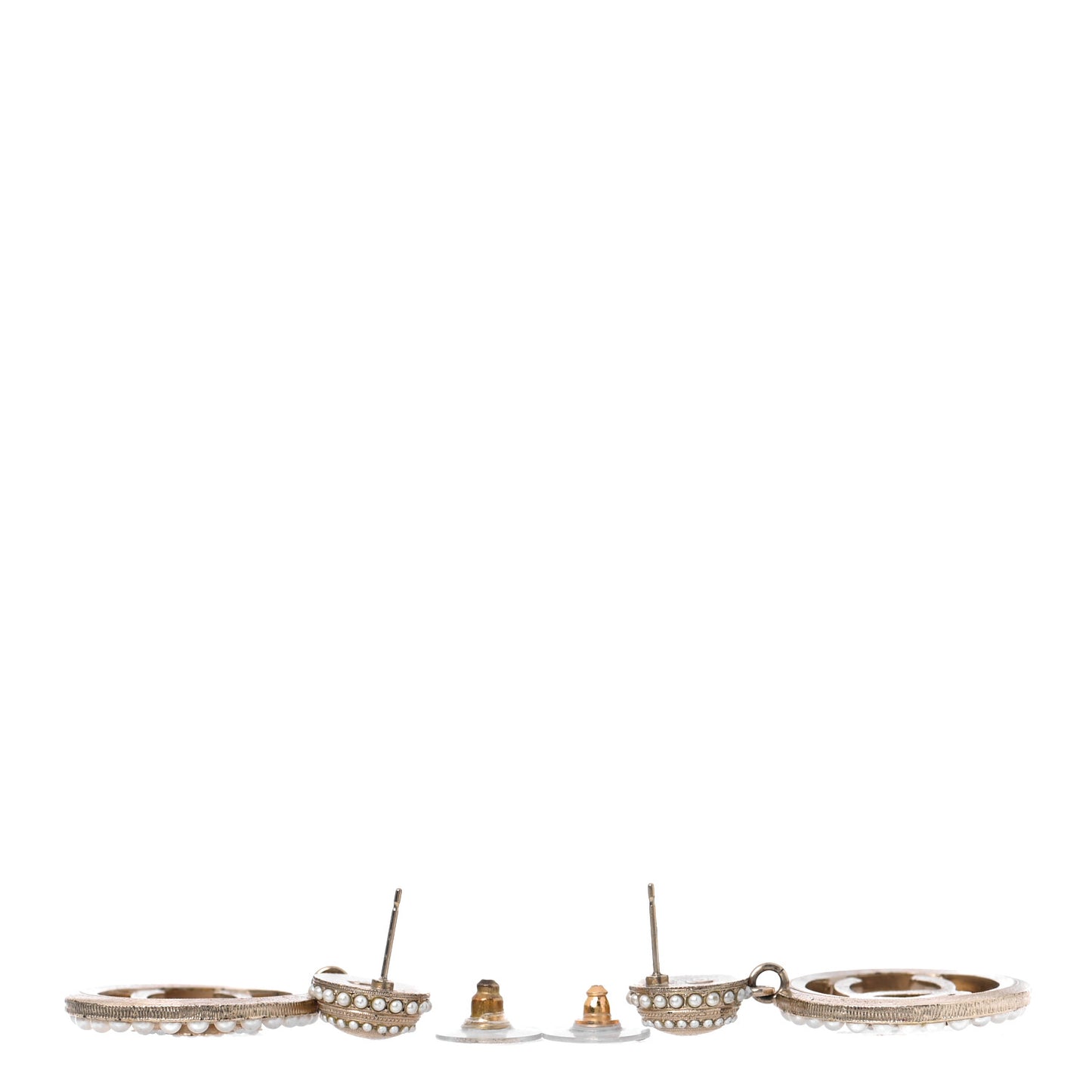 Pearl CC Drop Earrings Light Gold
