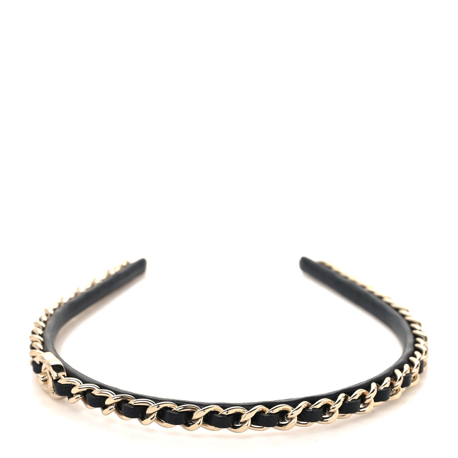 Chanel Metal Lambskin CC Turnlock Chain Headband Gold Black 3 of 4