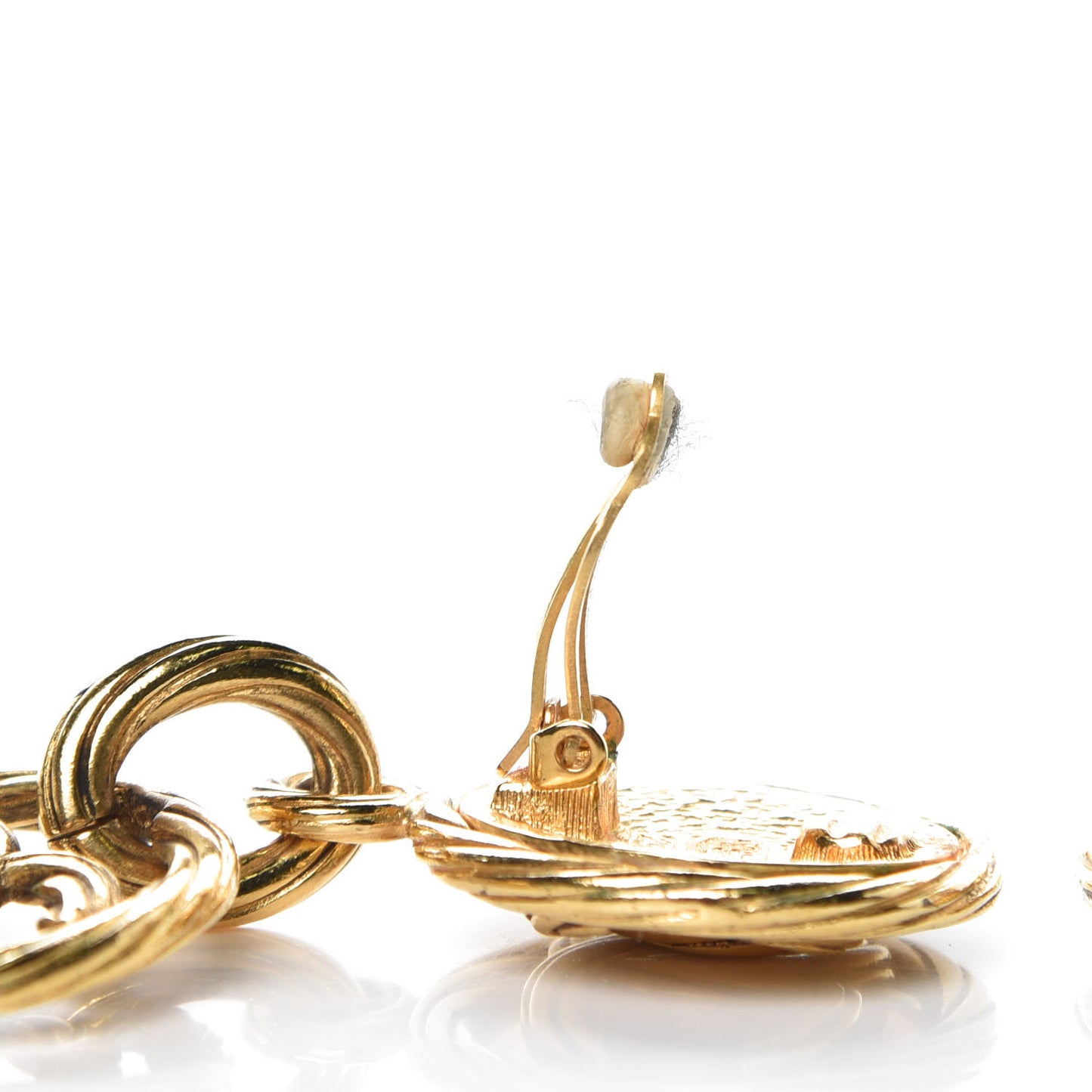 CC Large Drop Clip On Earrings Gold