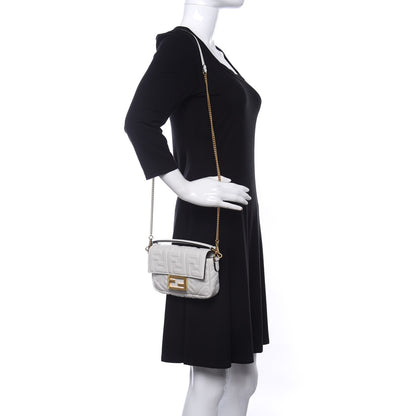 Fendi Nappa FF 1974 Embossed Mini Baguette White 2 of 11