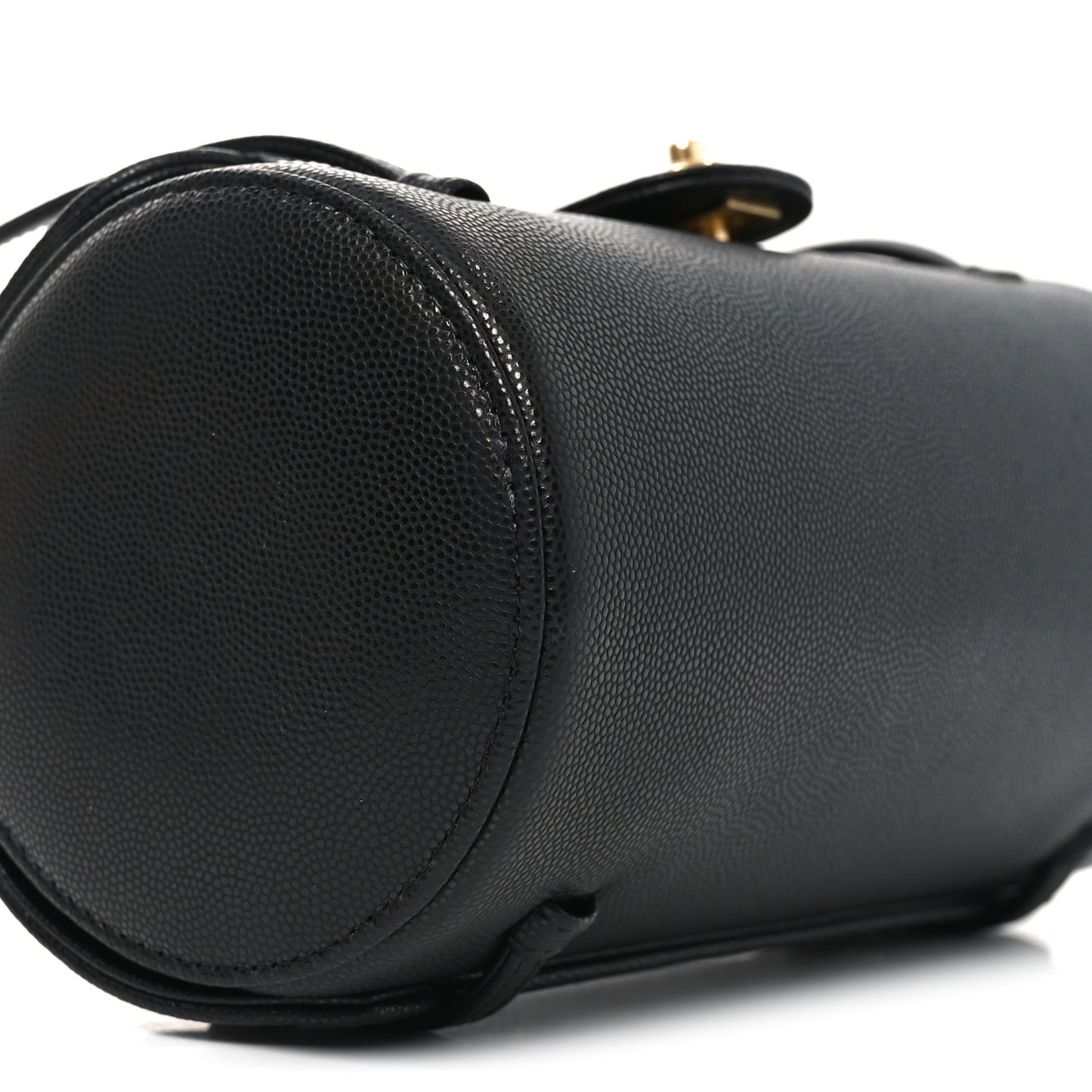 Shiny Caviar Preppy Coco Small Bowling Bag Black