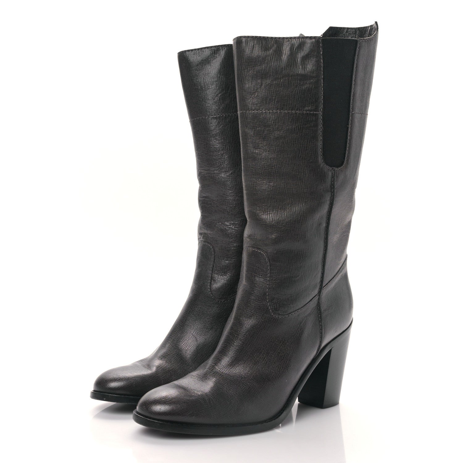 Chanel Textured Calfskin Coco Boy Tall Boots 40 Black 3 of 7