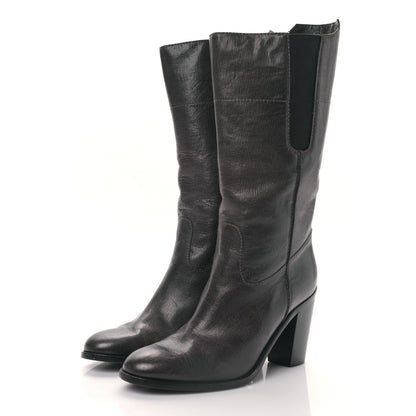 Chanel Textured Calfskin Coco Boy Tall Boots 40 Black 3 of 7