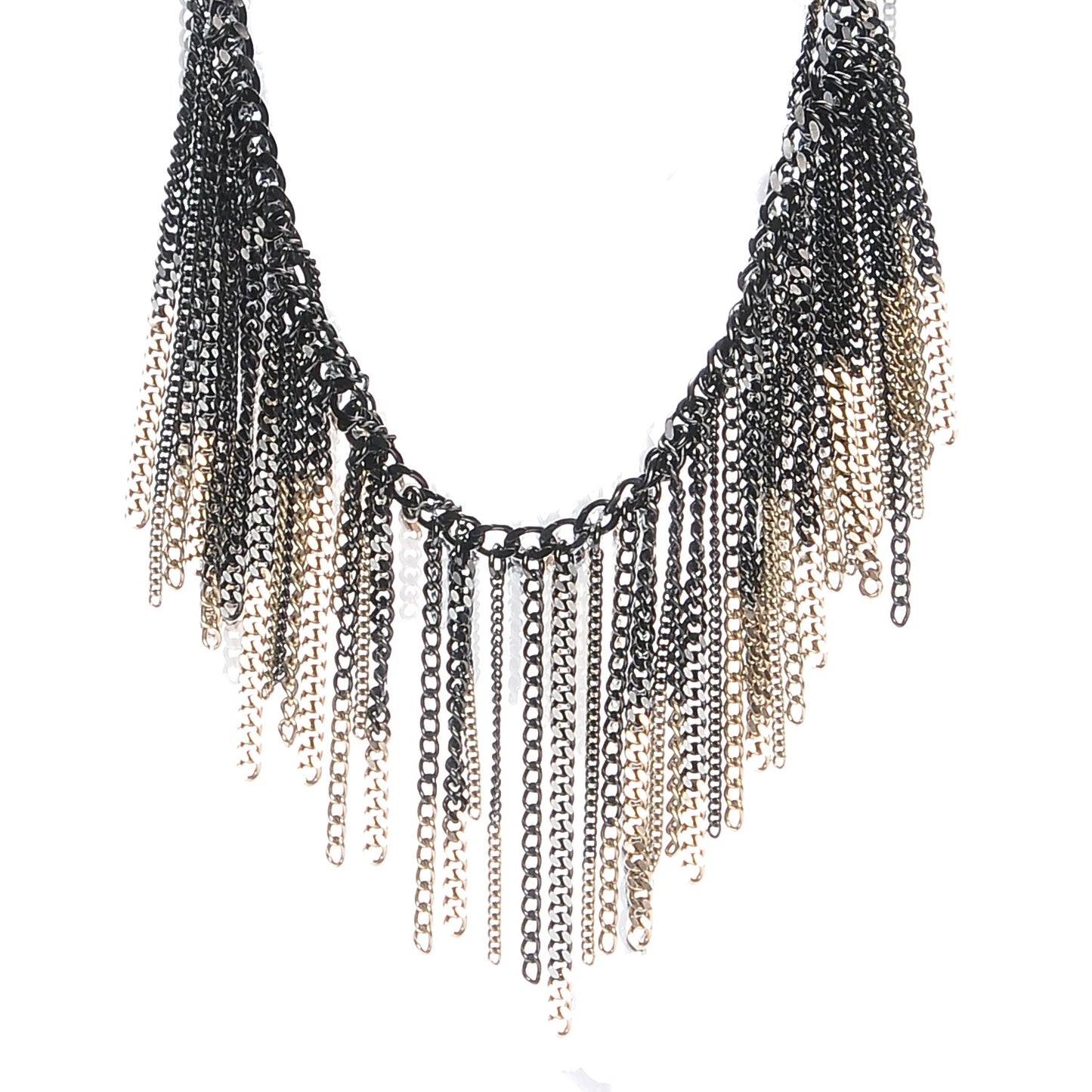 Multi Strand CC Short Collar Necklace Black Gold