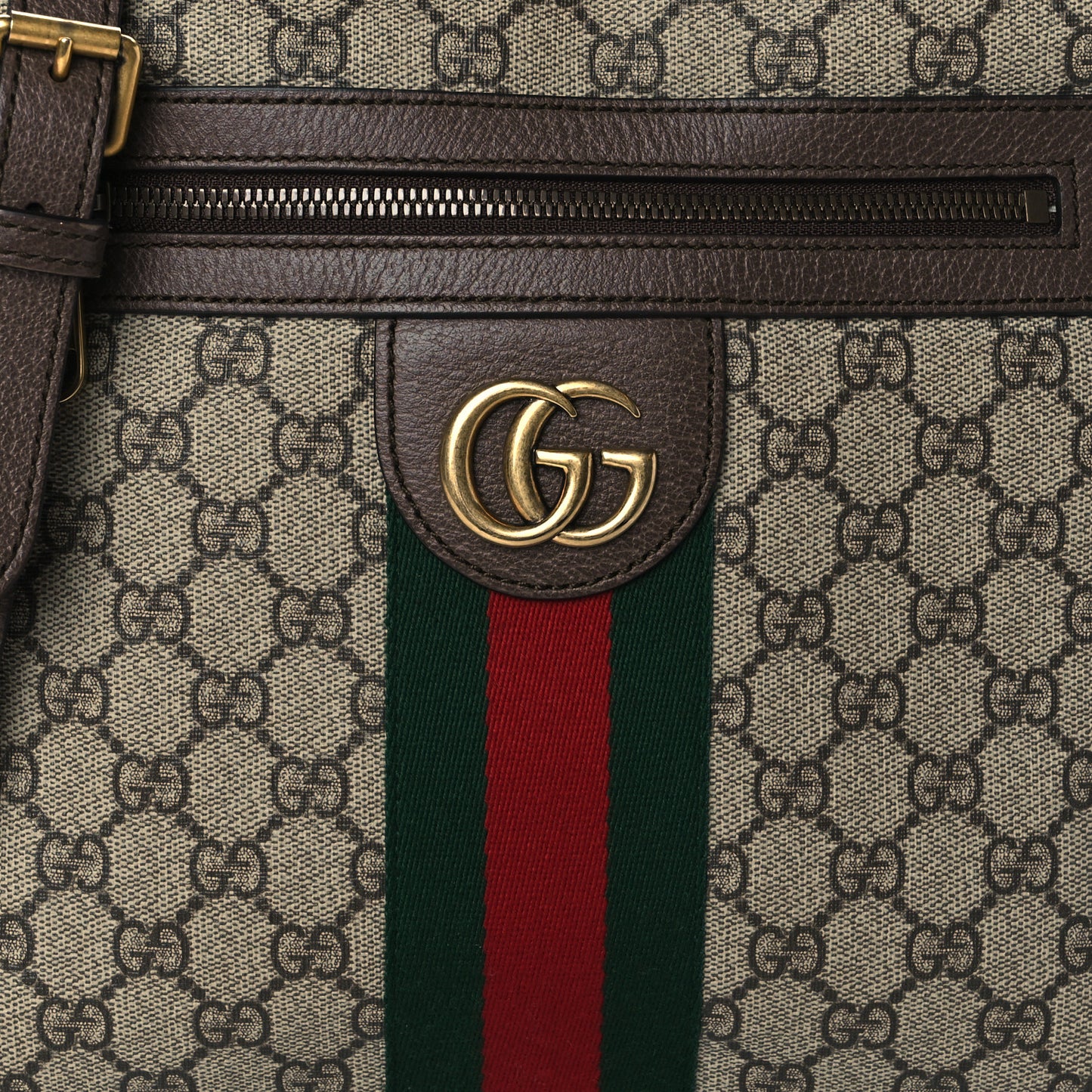 GG Supreme Monogram Web Small Ophidia Messenger Bag Brown