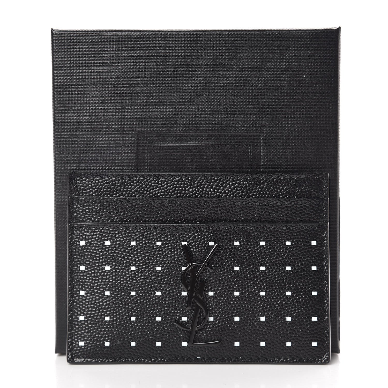 Saint Laurent Grain De Poudre Geo Print Monogram Credit Card Case Black White 8 of 8