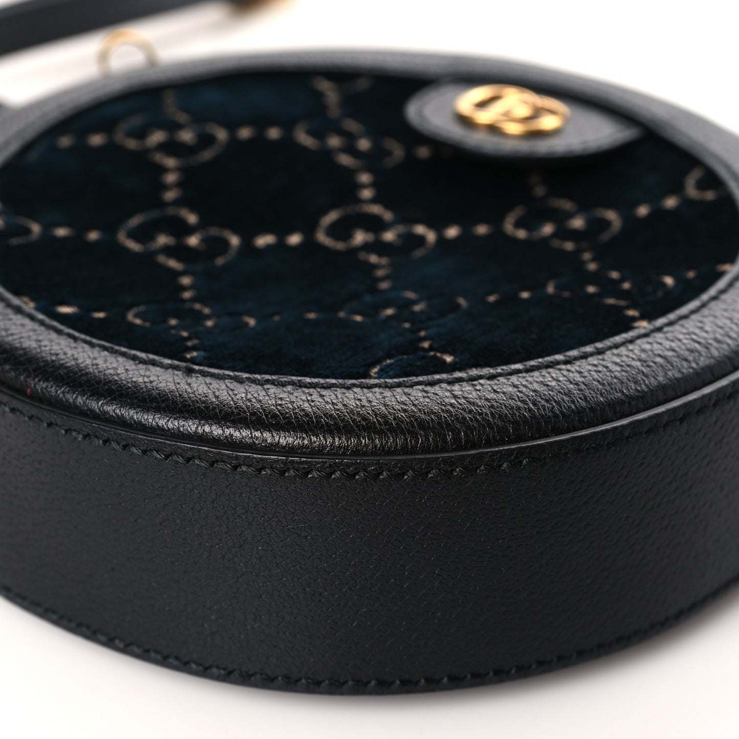 Velvet Calfskin GG Monogram Round Shoulder Bag Blue Beige