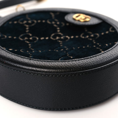 Gucci Velvet Calfskin GG Monogram Round Shoulder Bag Blue Beige 9 of 9