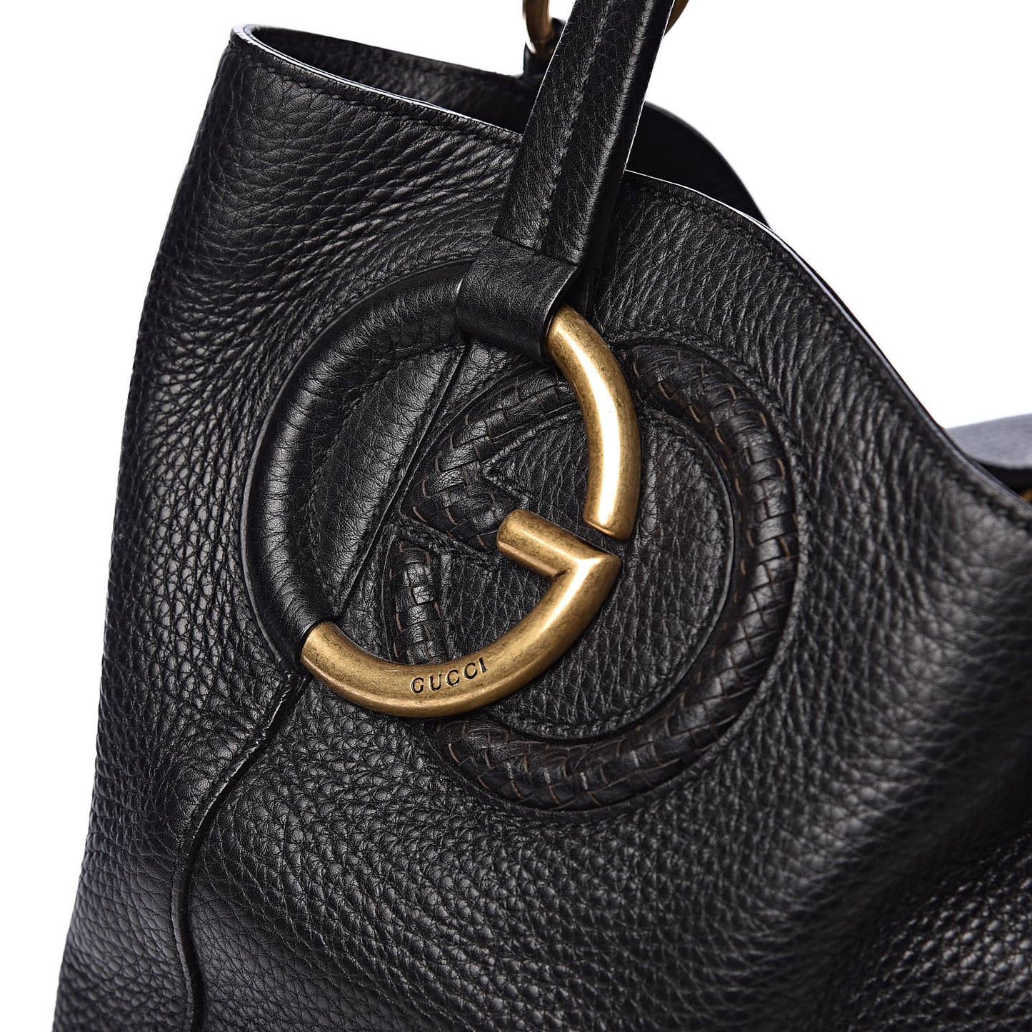 Pebbled Calfskin Medium Twill Shoulder Bag Black