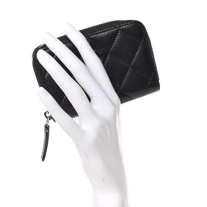 Chanel Lambskin Quilted Zip Coin Purse Black 2 of 8