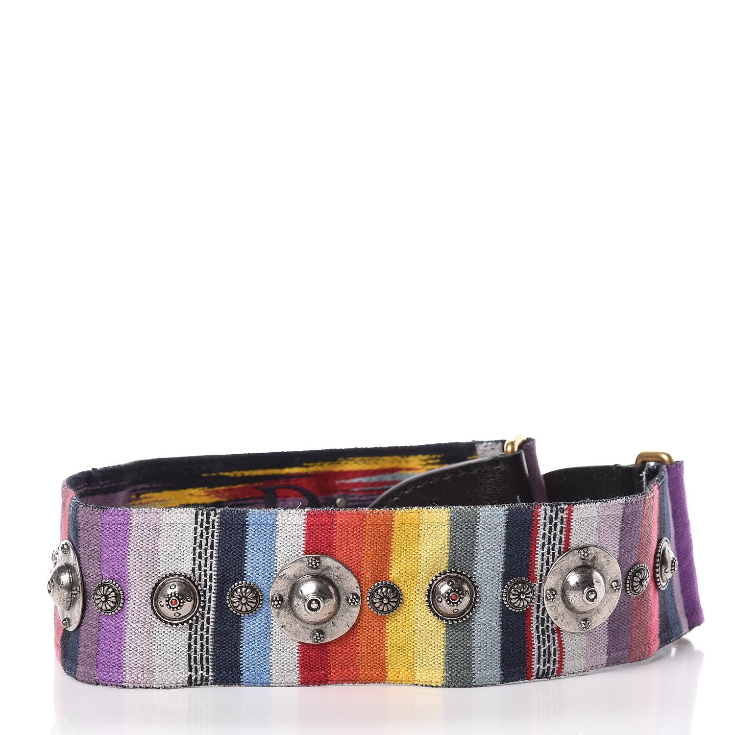 Christian Dior Canvas Embroidered Studded Rainbow Shoulder Strap 2 of 3
