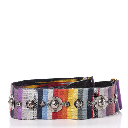 Christian Dior Canvas Embroidered Studded Rainbow Shoulder Strap 2 of 3