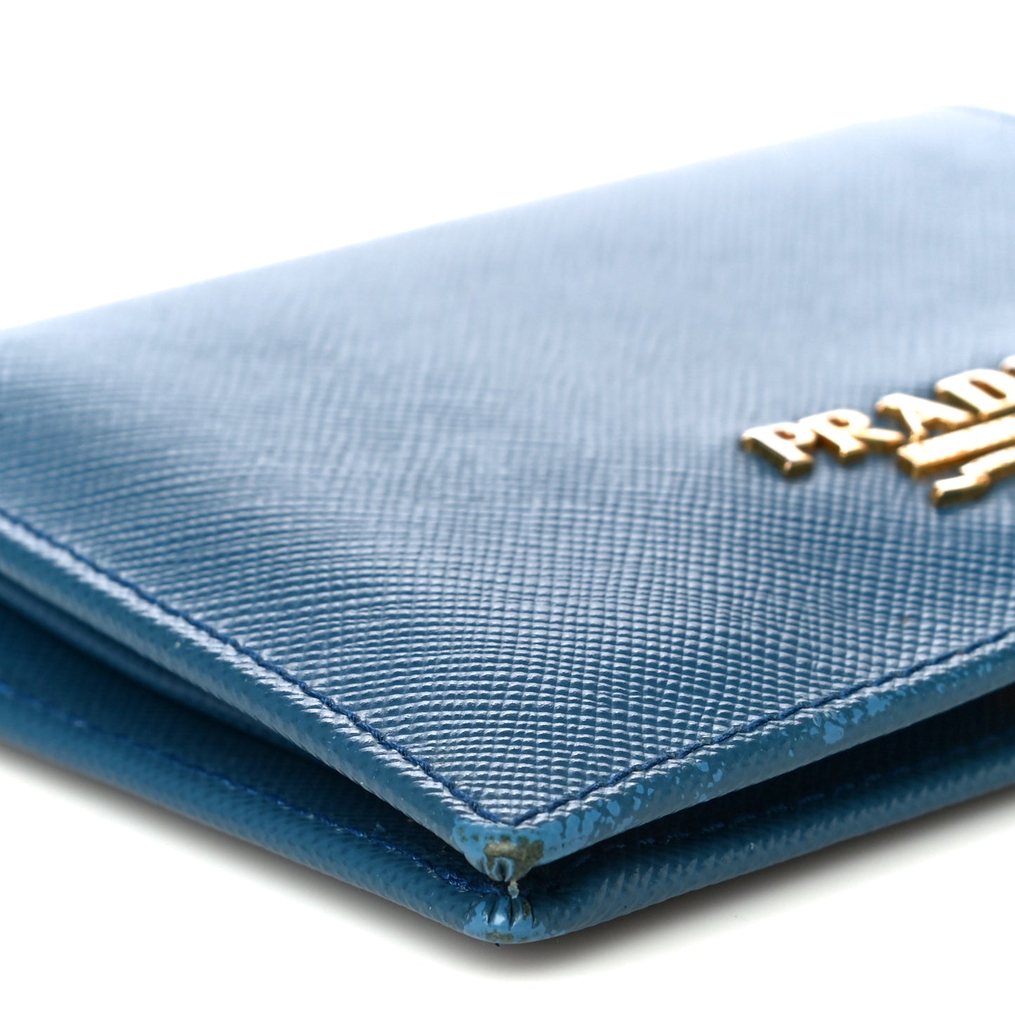 Saffiano Metal Compact Snap Bi-Fold Wallet Cobalto
