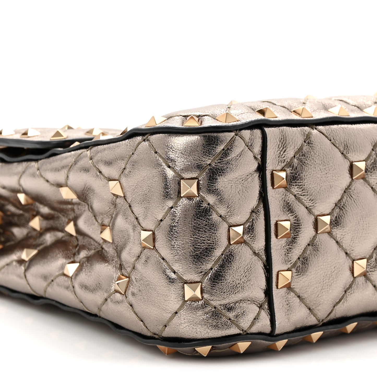 Metallic Lambskin Medium Rockstud Spike Shoulder Bag  Sasso