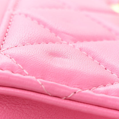 Chanel Lambskin Quilted CC Pearl Crush Wallet on Chain WOC Pink 12 of 12
