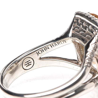 John Hardy JONH HARDY Sterling Silver Rutilated Topaz Diamond Classic Chain Ring 57 8 5 of 7