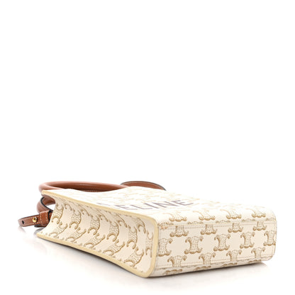 Celine Triomphe Canvas Calfskin Mini Vertical Cabas White 4 of 8