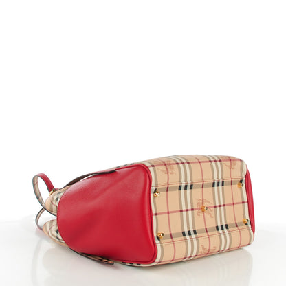 Burberry Haymarket Check Small Canterbury Tote Military Red 4 of 9