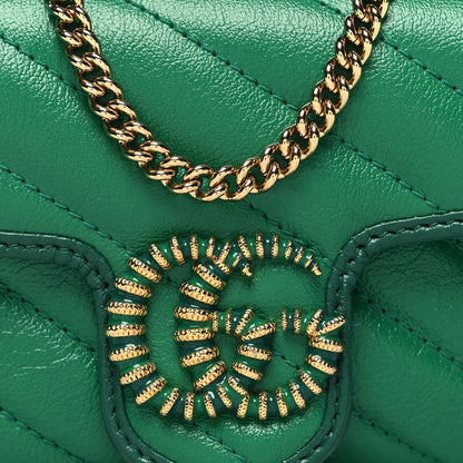 Gucci Azalea Calfskin Enamel Matelasse Diagonal Super Mini Torchon GG Marmont Shoulder Bag New Shamarock Emerald 8 of 10