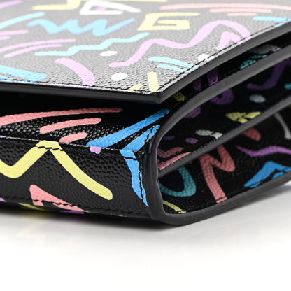 Saint Laurent Grain De Poudre Medium Classic Monogram Multicolor Graphic Print Chain Wallet Black 10 of 14