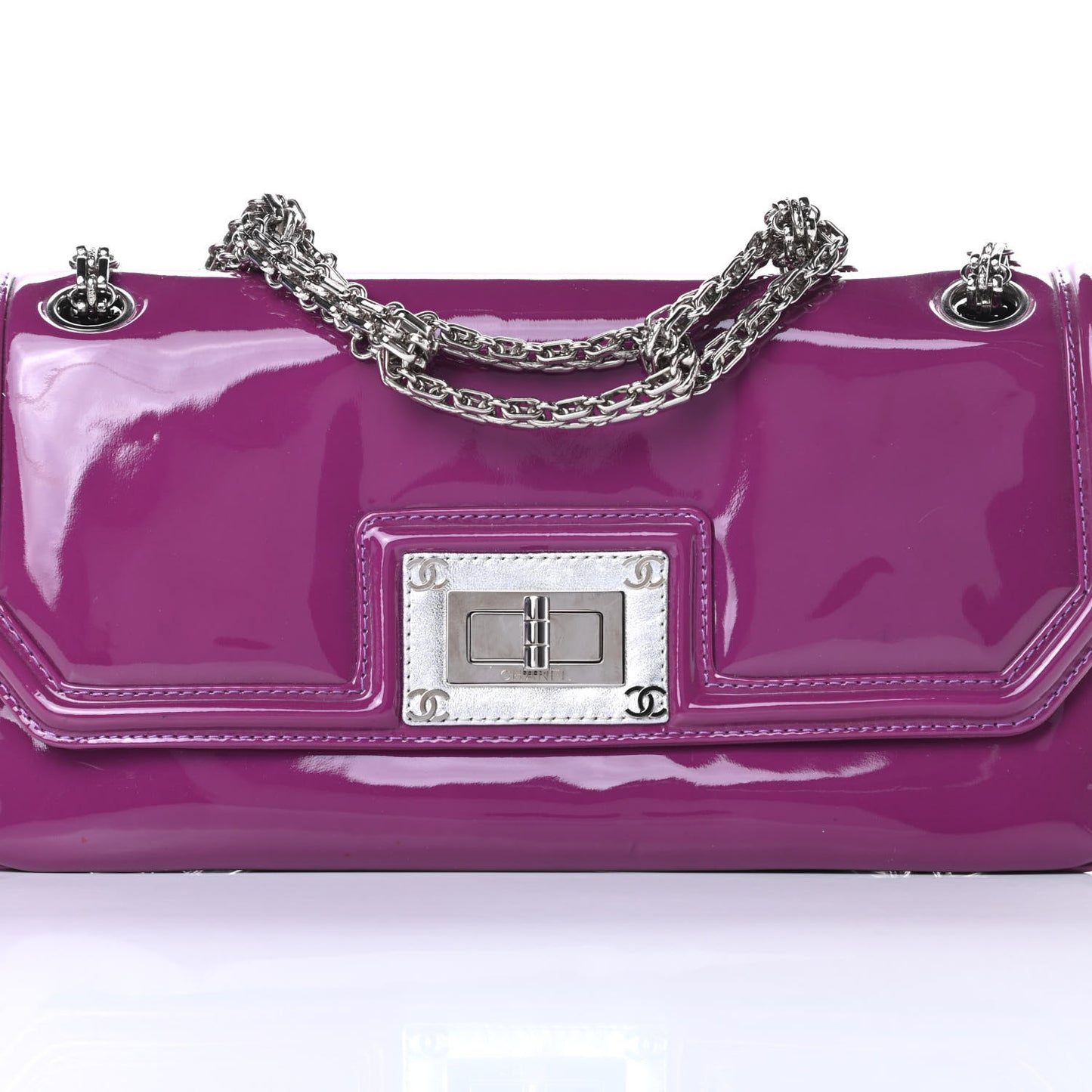 Patent Calfskin Mademoiselle Lock Bijoux Chain Flap Violet