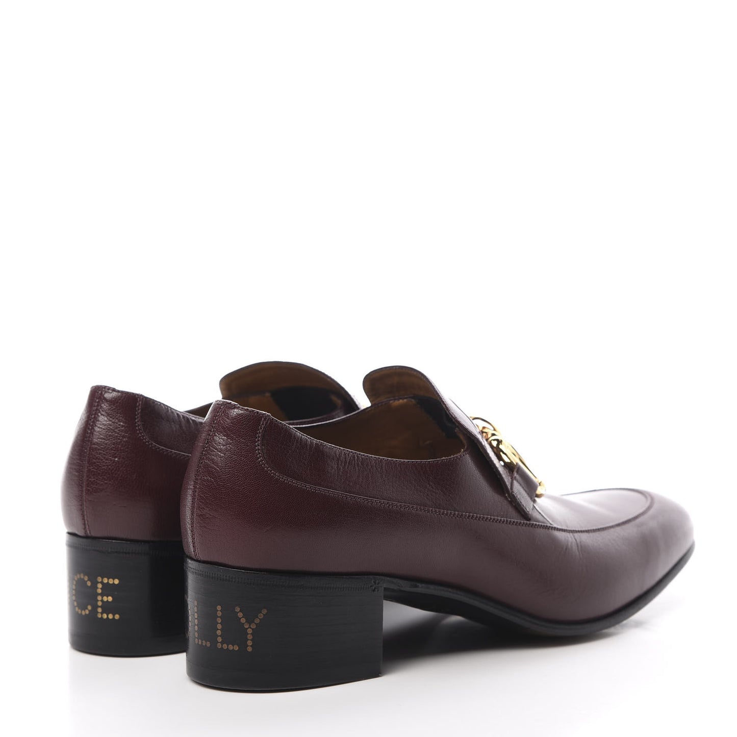 Goatskin Mens Chain Mid Heel Loafers 8.5 Burgundy