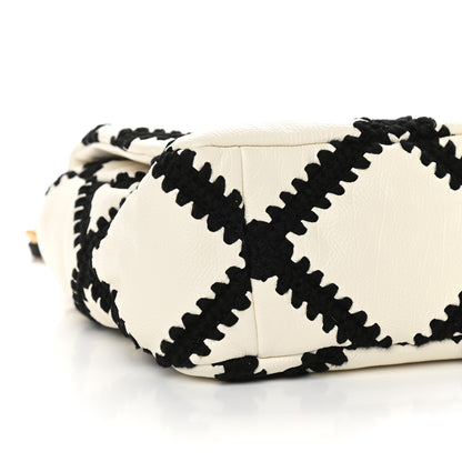 Chanel Calfskin Crochet Large Chanel 19 Flap White Black 8 of 9