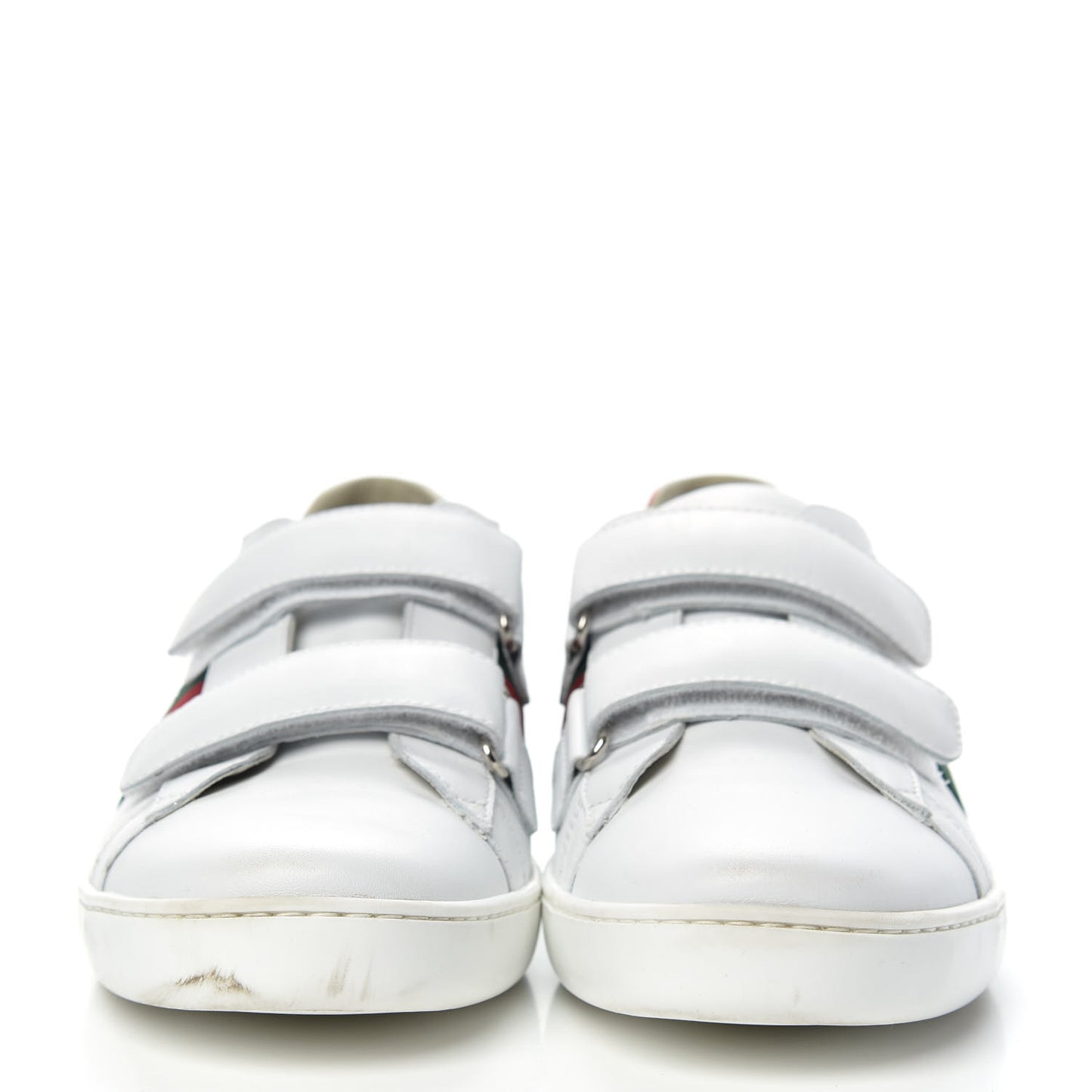 Calfskin Web Velcro Womens Ace Sneakers 38 White Green