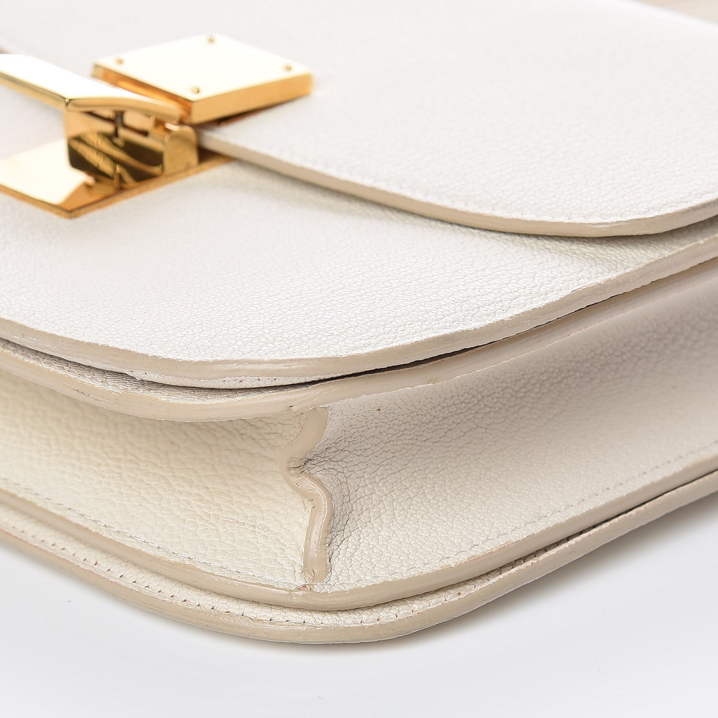 Goatskin Medium Classic Box Flap Bag White