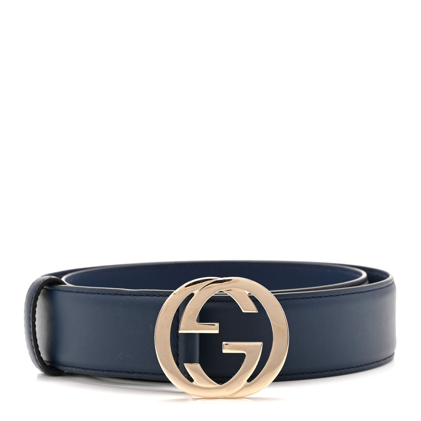 Moon Calfskin Interlocking G Belt 85 34 Cobalt Blue