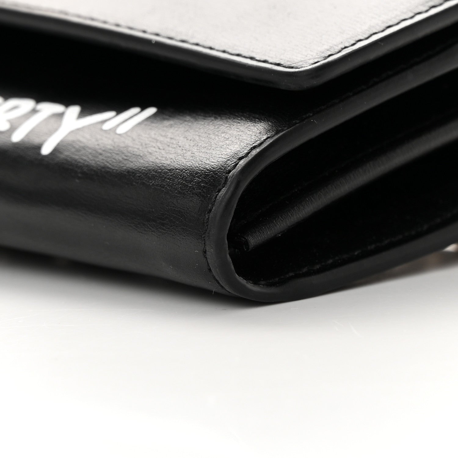 Off-White Calfskin Jitney Quote Flap Wallet On Chain Black 10 of 11